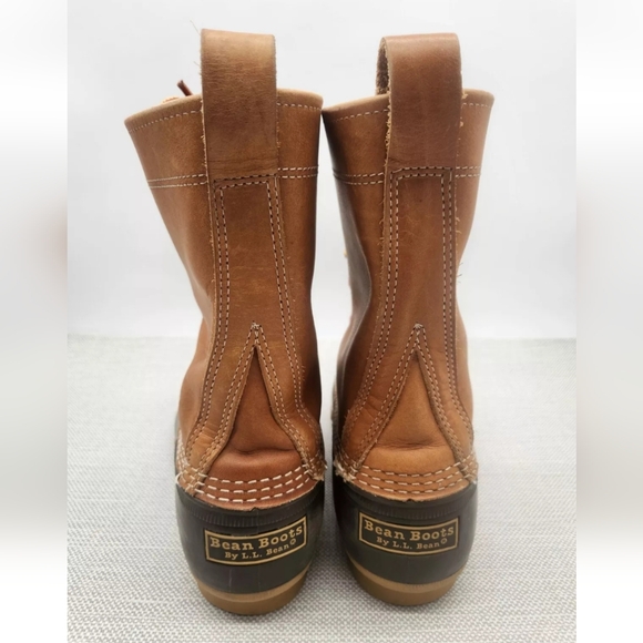 LL Bean duck boots size 7 M hunting waterproof rain rubber leather brown tan - Picture 7 of 15